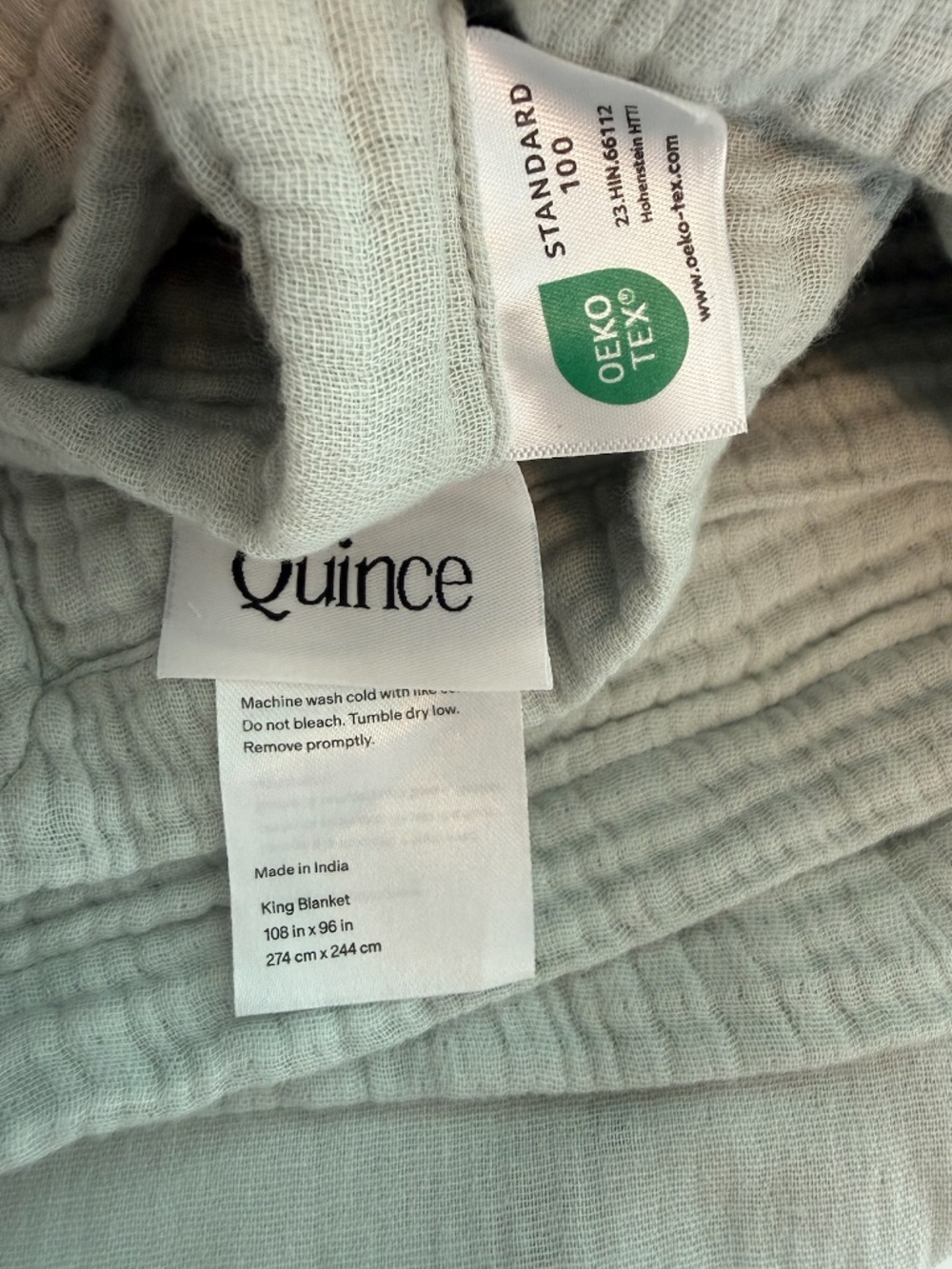 Quince Organic Cotton Gauze Blanket King/Cal King Mist !!SET!! - Picture 6 of 10